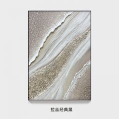 客厅手绘布艺油画酒店装饰画玄关走廊壁画现代抽象画立体肌理挂画 拉丝经典黑 50*70cm